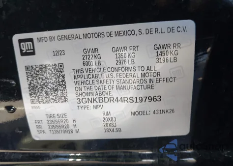 2024 Chevrolet Blazer Fwd 3Lt из США, поврежденный, VIN 3GNKBDR44RS197963